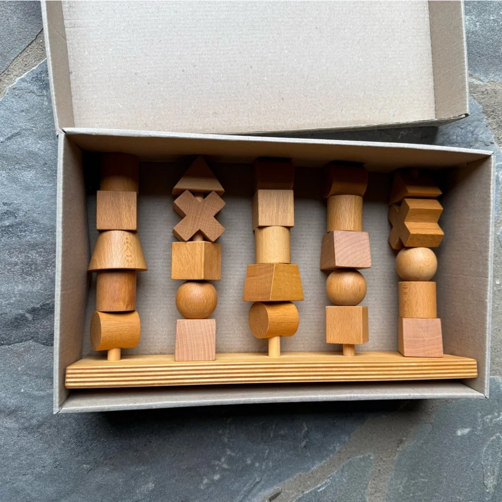 New🌟Anthropologie-Natural Colored XL Wood Stacking Toy